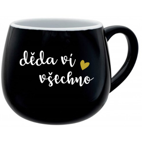 DĚDA VÍ VŠECHNO - černý keramický hrníček 300 ml