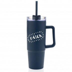 PÁTEK - tmavě modrý cestovní hrnek s průhledným víčkem 900 ml  