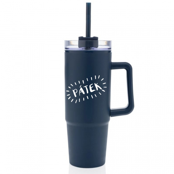 PÁTEK - tmavě modrý cestovní hrnek s průhledným víčkem 900 ml  