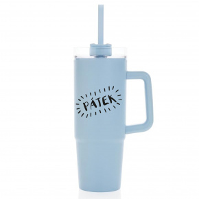PÁTEK - světle modrý cestovní hrnek s průhledným víčkem 900 ml  