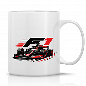 F1 - klasický bílý keramický hrníček 300 ml F1 - klasický bílý keramický hrníček 300 ml
