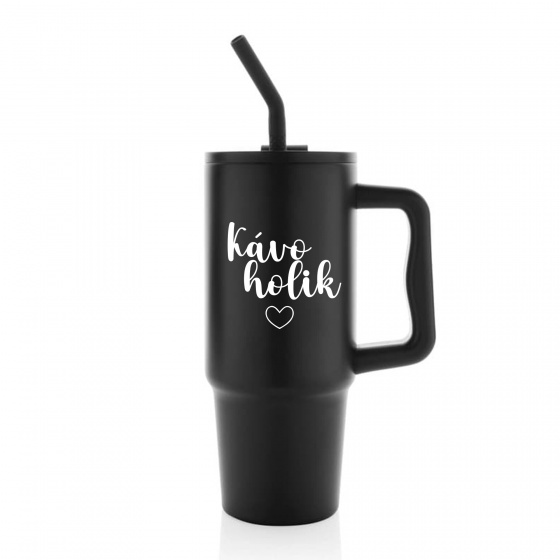 KÁVOHOLIK - černý cestovní termohrnek 900 ml