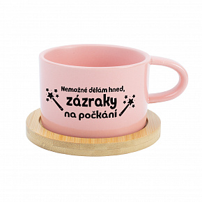 NEMOŽNÉ DĚLÁM HNED, ZÁZRAKY NA POČKÁNÍ - růžový hrníček makronka 200 ml