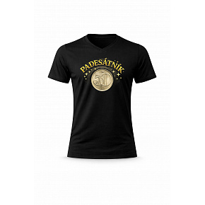 Pánské bavlněné tričko s potiskem - PADESÁTNÍK - černé