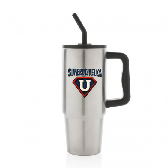 SUPERUČITELKA (ZNAK) - stříbrný cestovní termohrnek 900 ml  