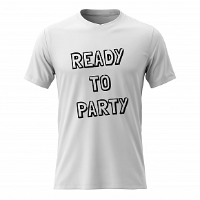 Pánské bavlněné tričko s potiskem - READY TO PARTY - bílé