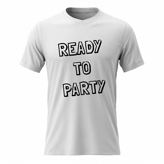 Pánské bavlněné tričko s potiskem - READY TO PARTY - bílé