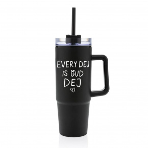 EVERY DEJ IS GUD DEJ - černý cestovní hrnek s průhledným víčkem 900 ml  