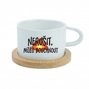NERUŠIT, MŮŽU BOUCHNOUT. - bílý hrníček makronka 200 ml NERUŠIT, MŮŽU BOUCHNOUT. - bílý hrníček makronka 200 ml