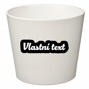 Bílý keramický květináč s vlastním textem s obrysem - velký 