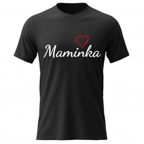 Dámské bavlněné tričko s potiskem - MAMINKA - černé