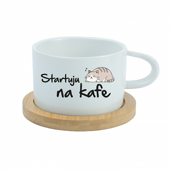 STARTUJU NA KAFE - bílý hrníček makronka 200 ml