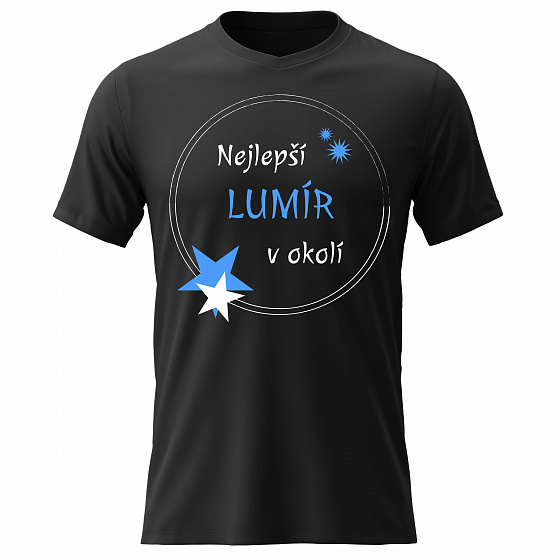 Pánské bavlněné tričko s potiskem - NEJLEPŠÍ LUMÍR V OKOLÍ - černé