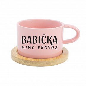 BABIČKA MIMO PROVOZ - růžový hrníček makronka 200 ml BABIČKA MIMO PROVOZ - růžový hrníček makronka 200 ml