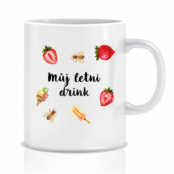 Personalizovaný klasický bílý keramický hrníček 300 ml s letním mixem 