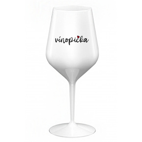 VÍNOPIČKA - bílá nerozbitná sklenice na víno 470 ml