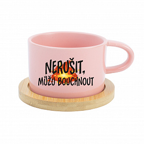 NERUŠIT, MŮŽU BOUCHNOUT. - růžový hrníček makronka 200 ml NERUŠIT, MŮŽU BOUCHNOUT. - růžový hrníček makronka 200 ml