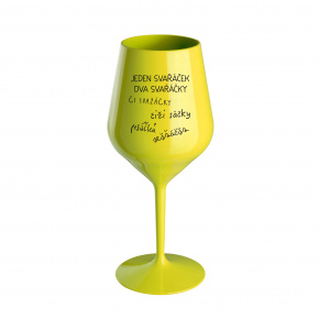 SVAŘÁČEK - žlutá nerozbitná sklenice na víno 470 ml