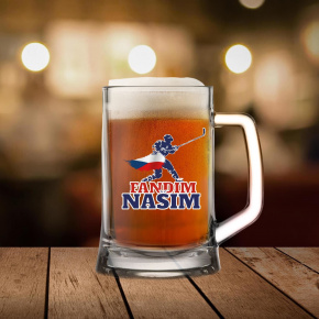 FANDÍM NAŠIM (vlajka+hokejista) - pivní sklenice 0,5 l