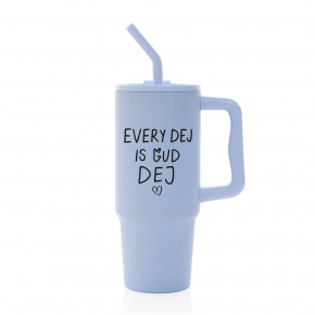 EVERY DEJ IS GUD DEJ - světle modrý cestovní termohrnek 900 ml  