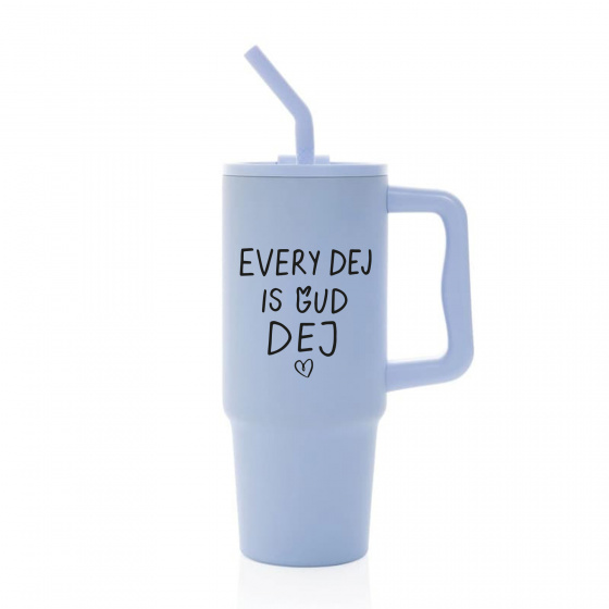 EVERY DEJ IS GUD DEJ - světle modrý cestovní termohrnek 900 ml  