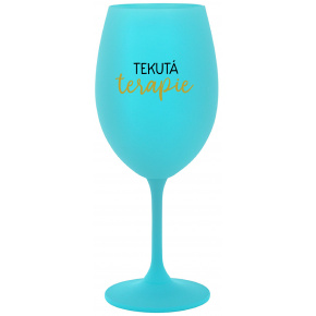 TEKUTÁ TERAPIE - tyrkysová sklenice na víno 350 ml