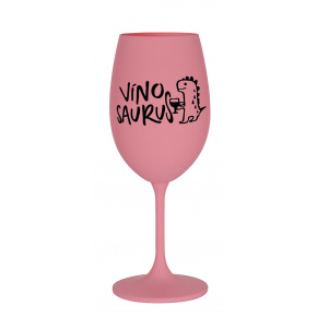 VÍNOSAURUS - růžová sklenice na víno 350 ml