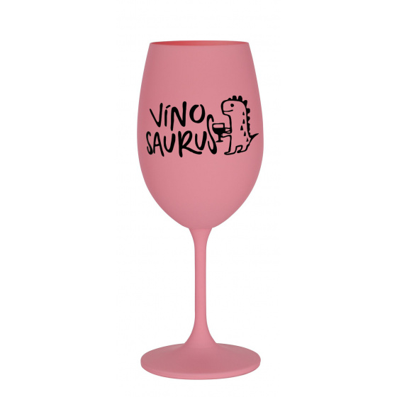 VÍNOSAURUS - růžová sklenice na víno 350 ml