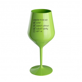 VÁNOČNÍ TODO LIST - zelená nerozbitná sklenice na víno 470 ml