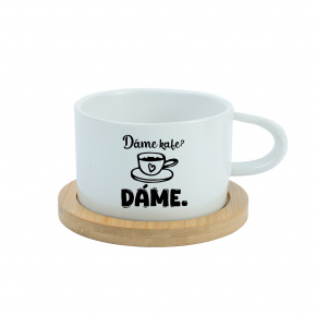 DÁME KAFE? DÁME. - bílý hrníček makronka 200 ml
