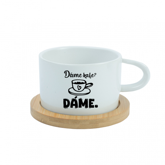 DÁME KAFE? DÁME. - bílý hrníček makronka 200 ml