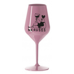 NERUŠŠŠ - světle růžová nerozbitná sklenice na víno 470 ml