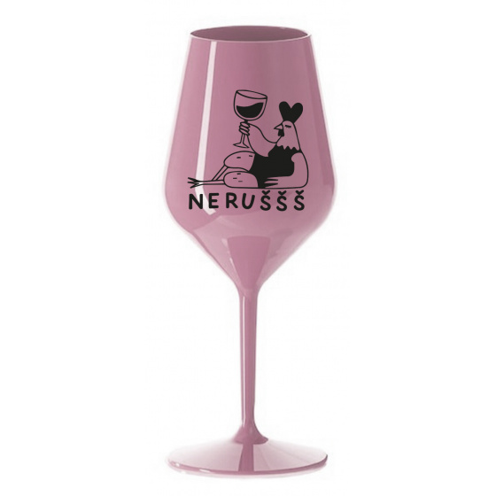 NERUŠŠŠ - světle růžová nerozbitná sklenice na víno 470 ml