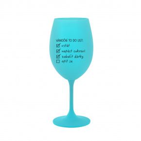 VÁNOČNÍ TODO LIST - tyrkysová sklenice na víno 350 ml