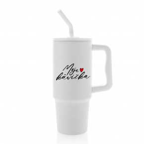 MOJE KÁVIČKA - bílý cestovní termohrnek 900 ml