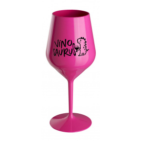 VÍNOSAURUS - růžová nerozbitná sklenice na víno 470 ml