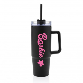 BARBIE - černý cestovní hrnek s průhledným víčkem 900 ml  