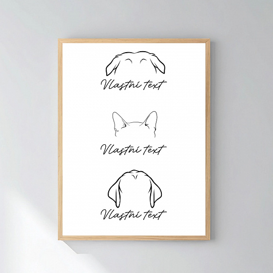 Personalizovaný magický fotoobraz v rámu - 30x40 - zvířecí ouška