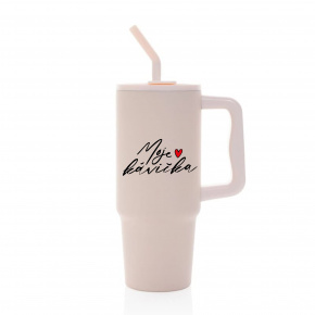 MOJE KÁVIČKA - růžový cestovní termohrnek 900 ml