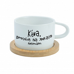KÁVA, PROTOŽE NA KOKAIN NEMÁM - bílý hrníček makronka 200 ml