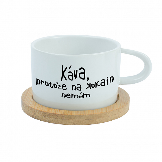 KÁVA, PROTOŽE NA KOKAIN NEMÁM - bílý hrníček makronka 200 ml