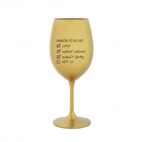 VÁNOČNÍ TODO LIST - zlatá sklenice na víno 350 ml