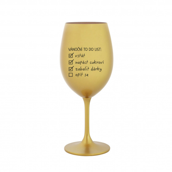 VÁNOČNÍ TODO LIST - zlatá sklenice na víno 350 ml