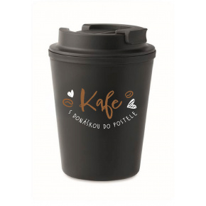 KAFE S DONÁŠKOU DO POSTELE - černý termohrnek 300 ml