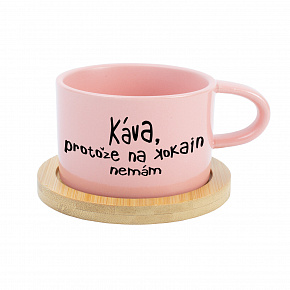 KÁVA, PROTOŽE NA KOKAIN NEMÁM - růžový hrníček makronka 200 ml