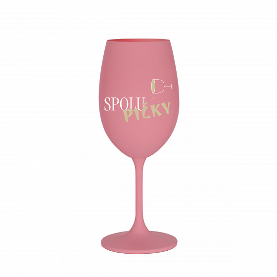 SPOLUPIČKY - růžová sklenice na víno 350 ml
