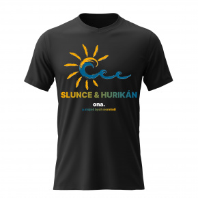 Pánské bavlněné tričko s potiskem - SLUNCE & HURIKÁN - černé Pánské bavlněné tričko s potiskem - SLUNCE & HURIKÁN - černé