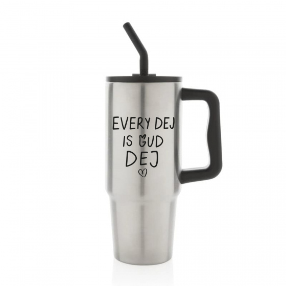 EVERY DEJ IS GUD DEJ - stříbrný cestovní termohrnek 900 ml  