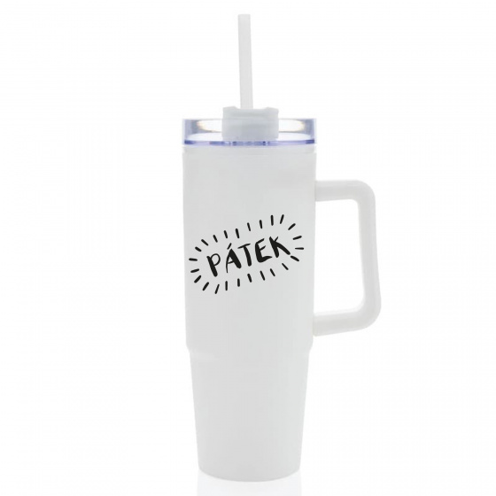 PÁTEK - bílý cestovní hrnek s průhledným víčkem 900 ml  
