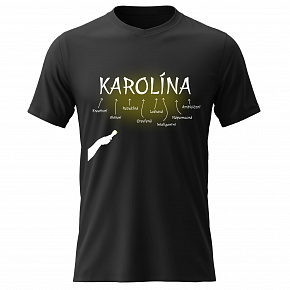 Dámské bavlněné tričko s potiskem - VLASTNOSTI - KAROLÍNA - černé